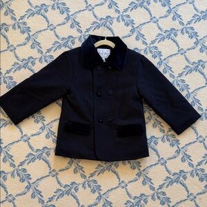 Rachel Riley Classic Black Peacoat with Velvet Accents